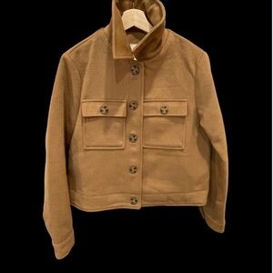 NEW Avec Les Filles Cropped Camel Jacket Medium Brown Autumn